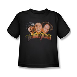 Three Stooges - Little Boys Three Head Logo T-Shirt In Black