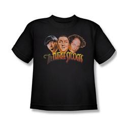 Three Stooges - Big Boys Three Head Logo T-Shirt In Black