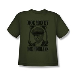 Three Stooges - Big Boys Moe Money T-Shirt In Military Green