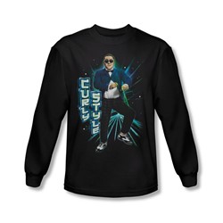Three Stooges - Mens Curly Style Long Sleeve Shirt In Black