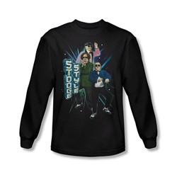 Three Stooges - Mens Stooge Style Long Sleeve Shirt In Black