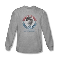 Three Stooges - Mens Moe For President Long Sleeve Shirt In Heather
