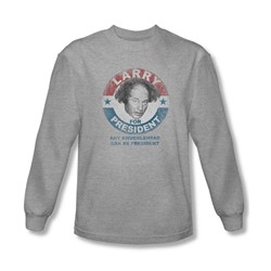 Three Stooges - Mens Larry For President Long Sleeve Shirt In Heather