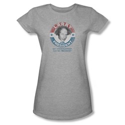 Three Stooges - Womens Larry For President T-Shirt In Heather
