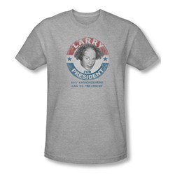 Three Stooges - Mens Larry For President T-Shirt In Heather