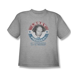 Three Stooges - Big Boys Larry For President T-Shirt In Heather