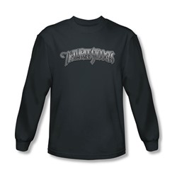 Three Stooges - Mens Metallic Logo Long Sleeve Shirt In Charcoal