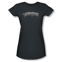 Three Stooges - Womens Metallic Logo T-Shirt In Charcoal