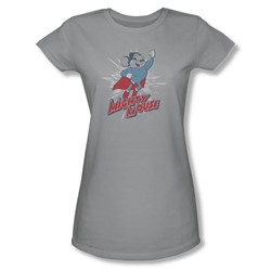 Mighty Mouse - Womens Mighty Blast Off T-Shirt In Silver