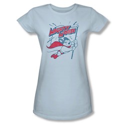 Mighty Mouse - Womens Mighty Flag T-Shirt In Light Blue