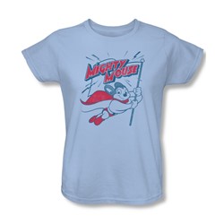 Mighty Mouse - Womens Mighty Flag T-Shirt In Light Blue