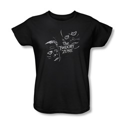 Twilight Zone - Womens Strange Faces T-Shirt In Black