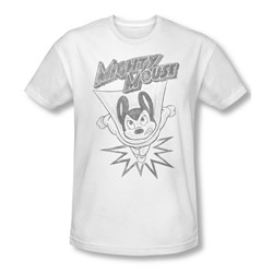 Mighty Mouse - Mens Bursting Out T-Shirt In White