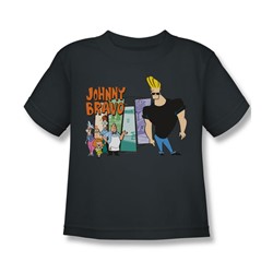Johnny Bravo - Little Boys Johnny & Friends T-Shirt In Charcoal