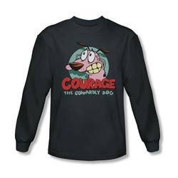 Courage The Cowardly Dog - Mens Courage Long Sleeve Shirt In Charcoal