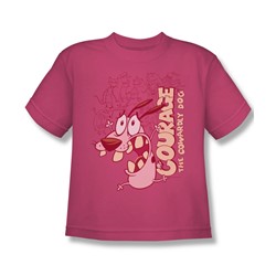 Courage The Cowardly Dog - Big Boys Running Scared T-Shirt In Hot Pink