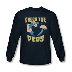 Johnny Bravo - Mens Check The Pects Long Sleeve Shirt In Navy