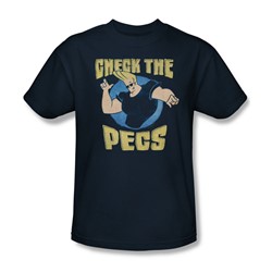 Johnny Bravo - Mens Check The Pects T-Shirt In Navy