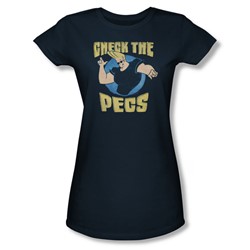 Johnny Bravo - Womens Check The Pects T-Shirt In Navy