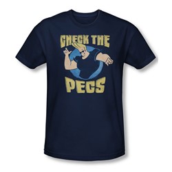 Johnny Bravo - Mens Check The Pects T-Shirt In Navy