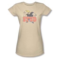Johnny Bravo - Womens Stud T-Shirt In Cream