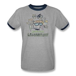 Dexter'S Laboratory - Mens Cast Ringer T-Shirt In Heather/Black