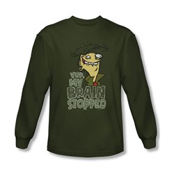 Ed Edd N Eddy - Mens Brain Dead Ed Long Sleeve Shirt In Military Green