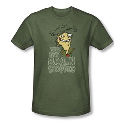 Ed Edd N Eddy - Mens Brain Dead Ed T-Shirt In Military Green
