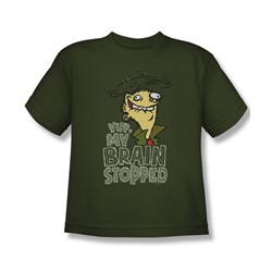 Ed Edd N Eddy - Big Boys Brain Dead Ed T-Shirt In Military Green