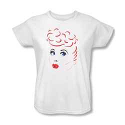 I Love Lucy - Womens Lines Face T-Shirt In White