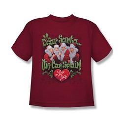 I Love Lucy - Big Boys Dear Santa T-Shirt In Cardinal