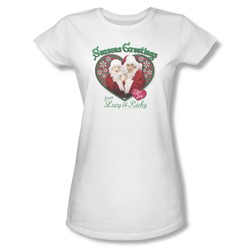 I Love Lucy - Womens Seasons Greetings T-Shirt In White