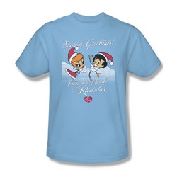 I Love Lucy - Mens Animated Christmas T-Shirt In Light Blue