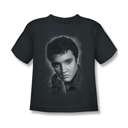 Elvis Presley - Little Boys Grey Portrait T-Shirt In Charcoal