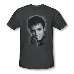 Elvis Presley - Mens Grey Portrait T-Shirt In Charcoal