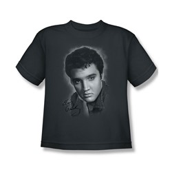 Elvis Presley - Big Boys Grey Portrait T-Shirt In Charcoal