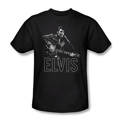Elvis Presley - Mens Guitar In Hand T-Shirt In Black