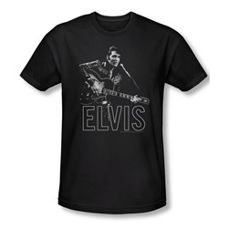 Elvis Presley - Mens Guitar In Hand T-Shirt In Black