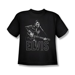 Elvis Presley - Big Boys Guitar In Hand T-Shirt In Black