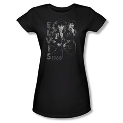 Elvis Presley - Womens Leathered T-Shirt In Black