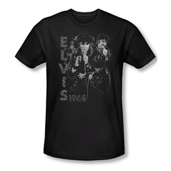 Elvis Presley - Mens Leathered T-Shirt In Black