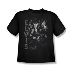 Elvis Presley - Big Boys Leathered T-Shirt In Black