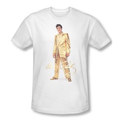 Elvis Presley - Mens Gold Lame Suit T-Shirt In White