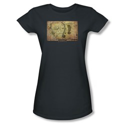 The Hobbit - Womens Middle Earth Map T-Shirt In Charcoal