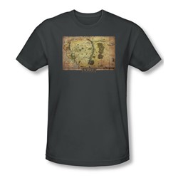 The Hobbit - Mens Middle Earth Map T-Shirt In Charcoal