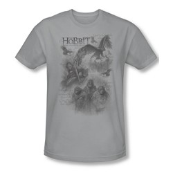 The Hobbit - Mens Sketches T-Shirt In Silver