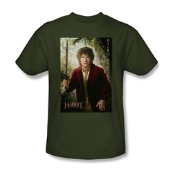The Hobbit - Mens Bilbo Poster T-Shirt In Military Green