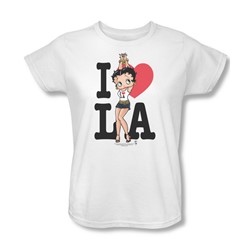 Betty Boop - Womens I Heart La T-Shirt In White