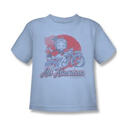 Betty Boop - Little Boys All American Biker T-Shirt In Light Blue
