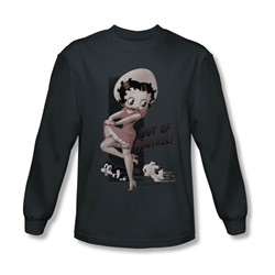 Betty Boop - Mens Out Of Control Long Sleeve Shirt In Charcoal